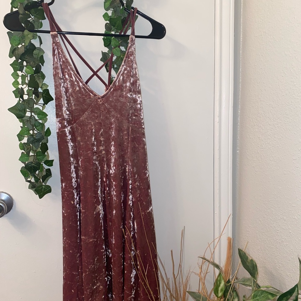 Champagne Velvet Razorback Dress. Size S